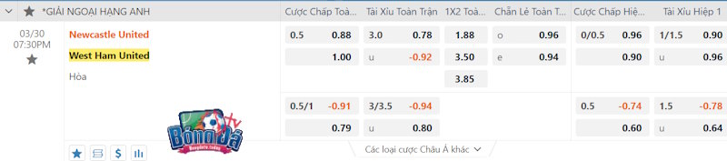 Soi kèo Newcastle United vs West Ham 30/03/2024 – Tỷ lệ kèo