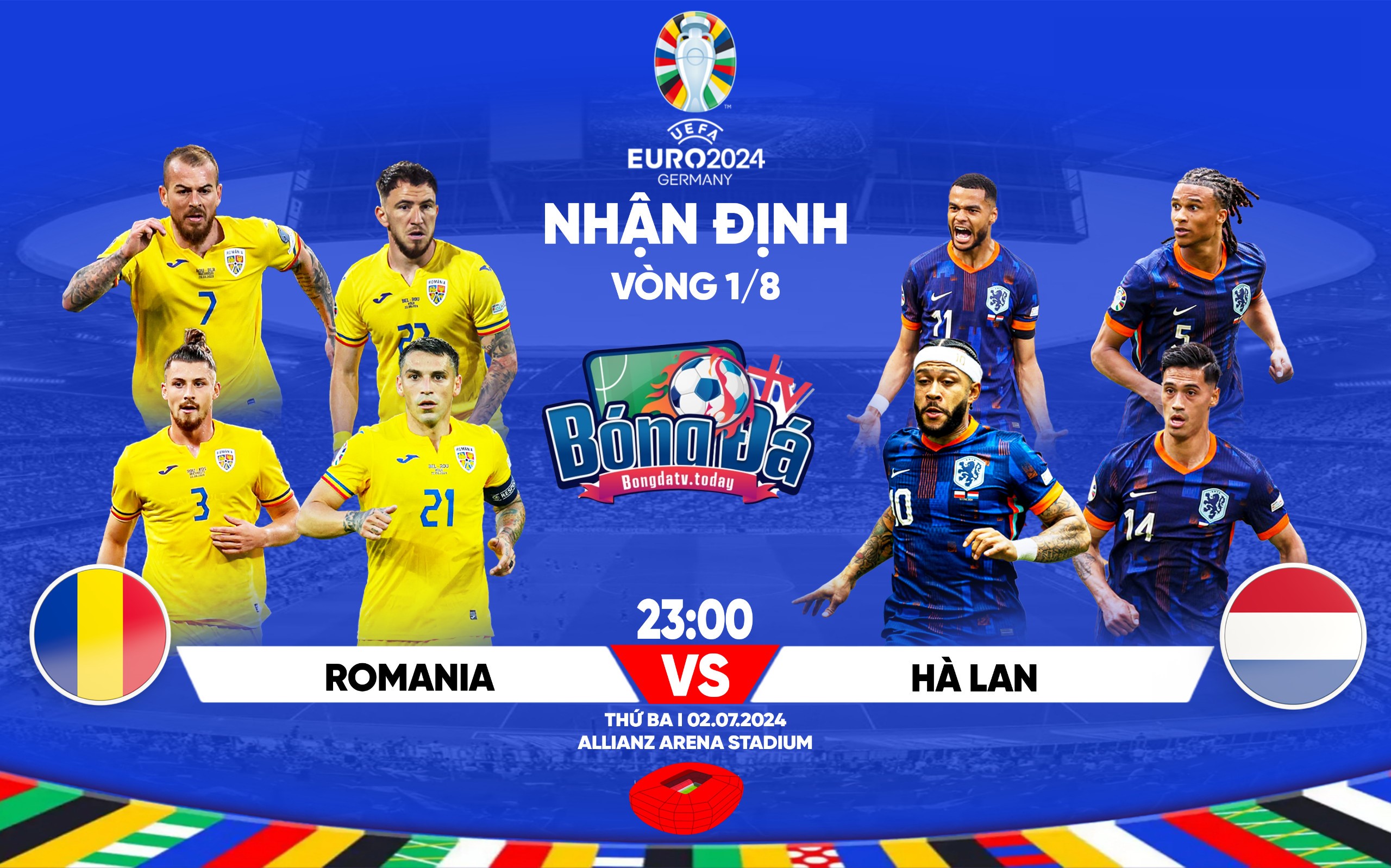 Soi kèo Hà Lan vs Romania vòng 1/8 Euro 2024 23h00 ngày 2/7